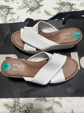 White Crisscross Leather Slide Mules